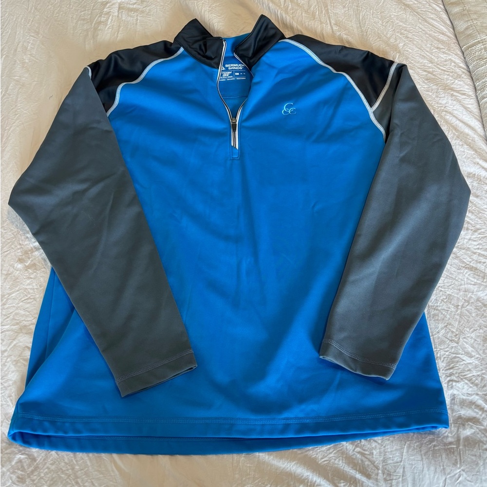 Men's Blue and Gray Quarter-Zip Jacket